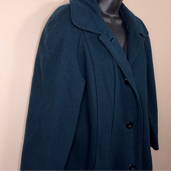 Vintage Size 8 Braetan Teal Blue Wool Coat Lined Retro Button Closure Peacock - Picture 5 of 13